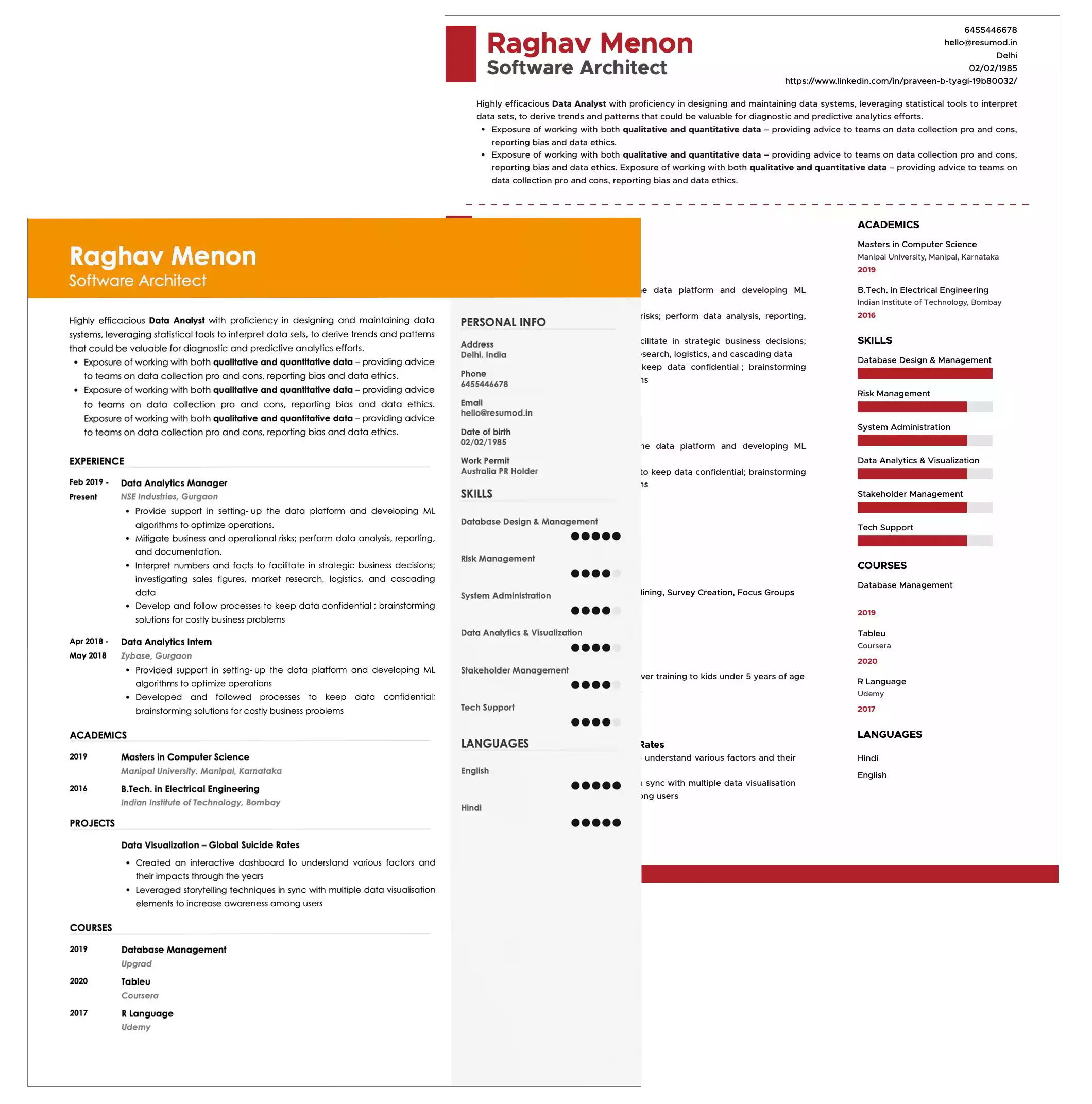 Best Free Resume Templates | ATS optimised Resume Templates | Free Download on Resumod.co