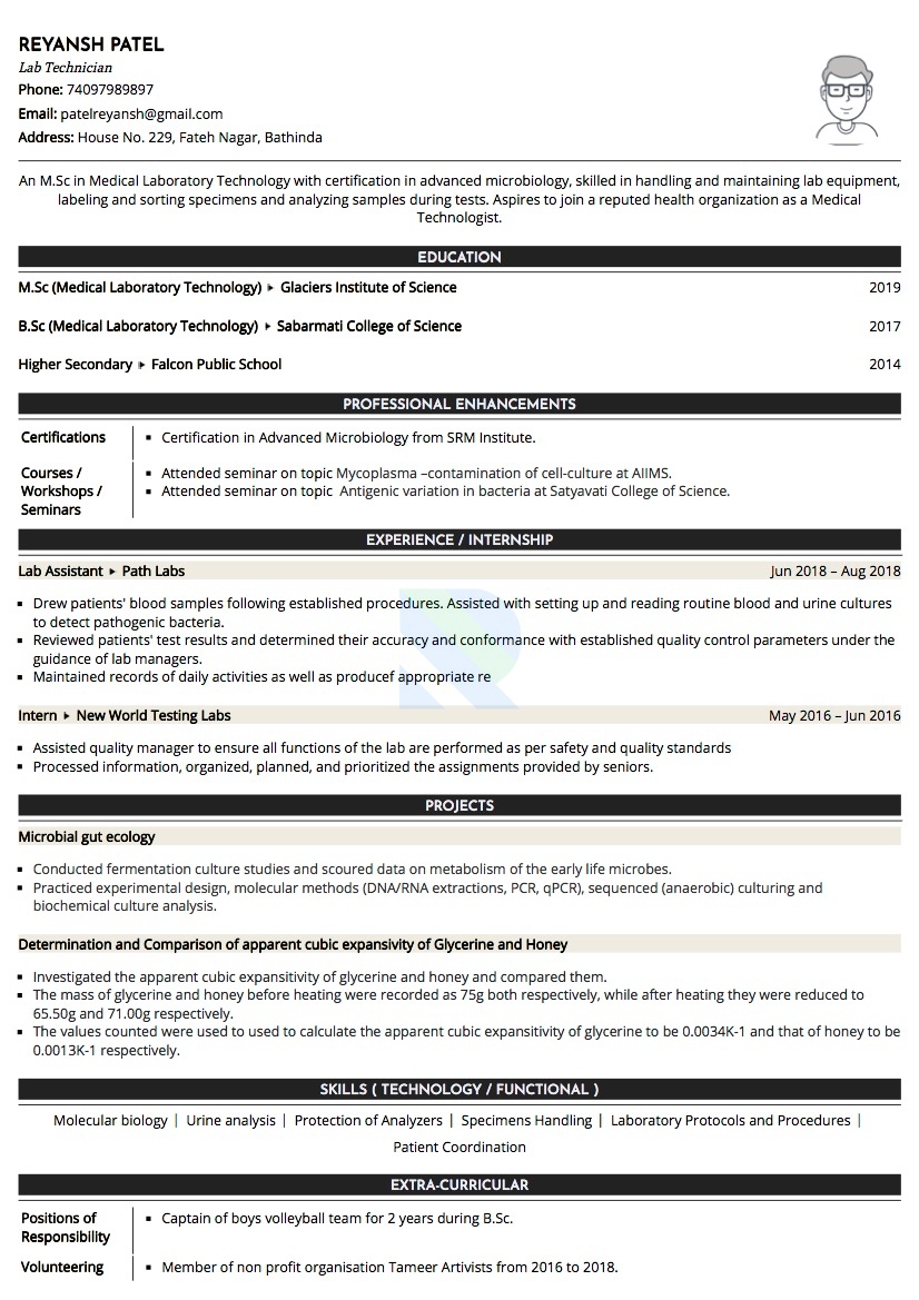 Sample Resume of Medical Lab Technician | Free Resume Templates & Samples on Resumod.co