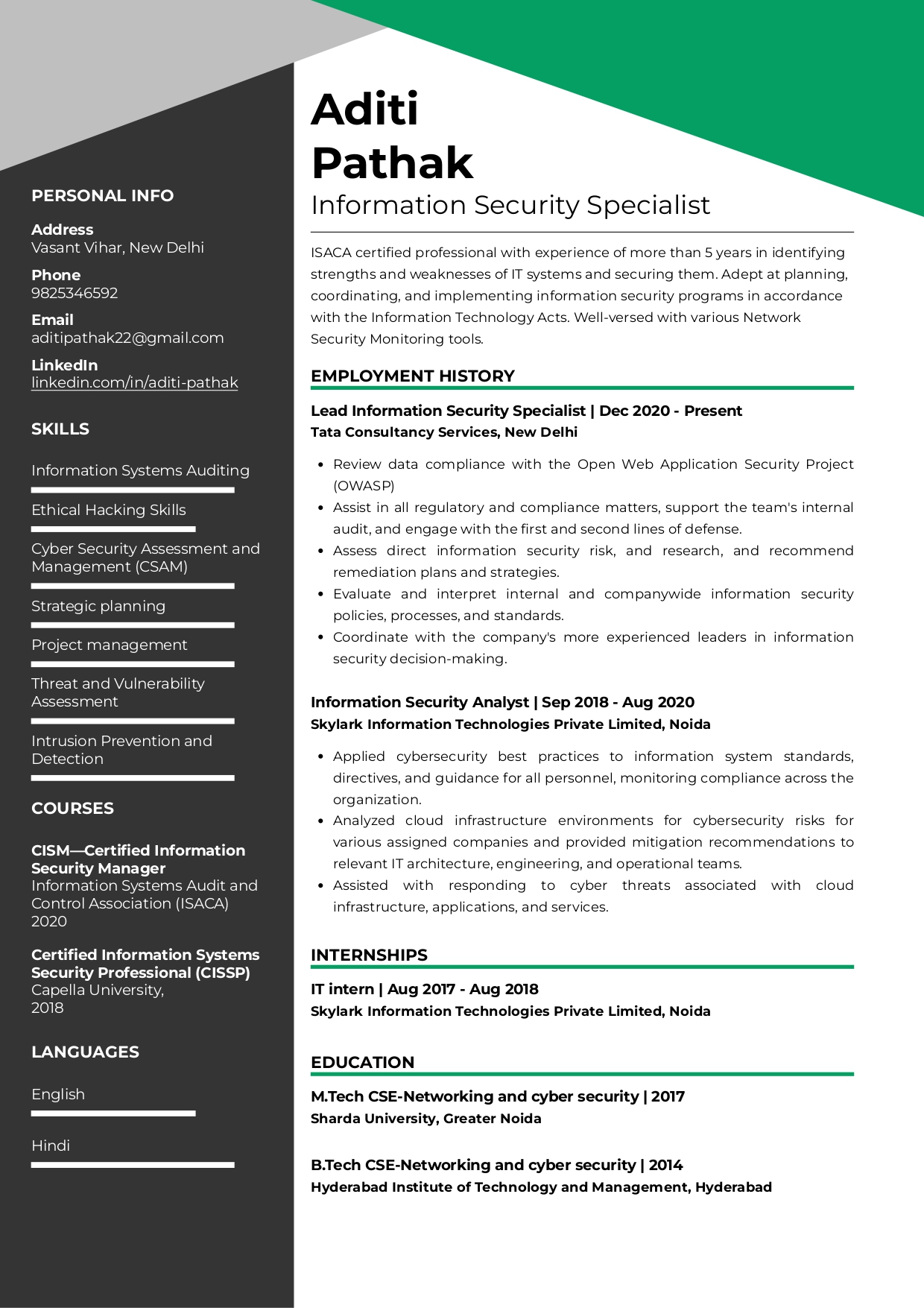 Resume of Information Security Specialist