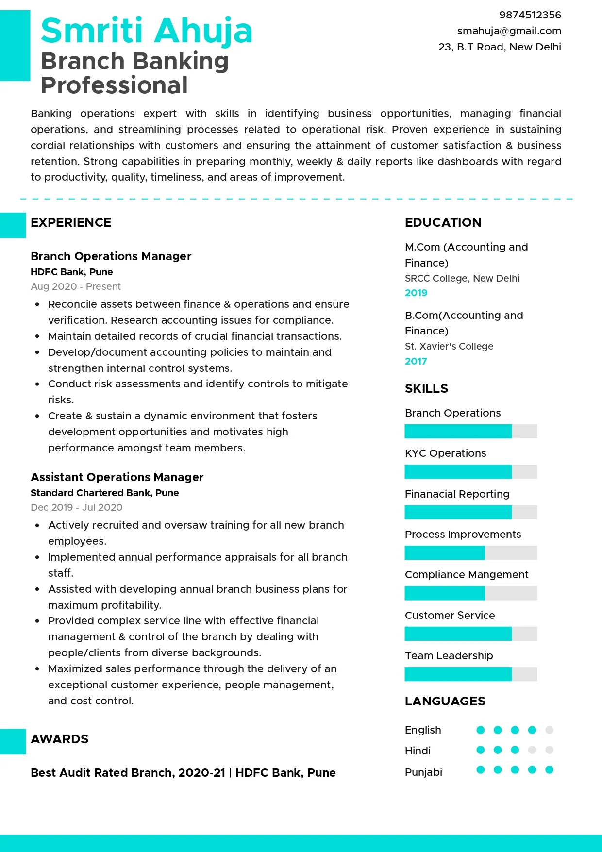 Sample Resume of Branch Banking Professional | Free Resume Templates & Samples on Resumod.co