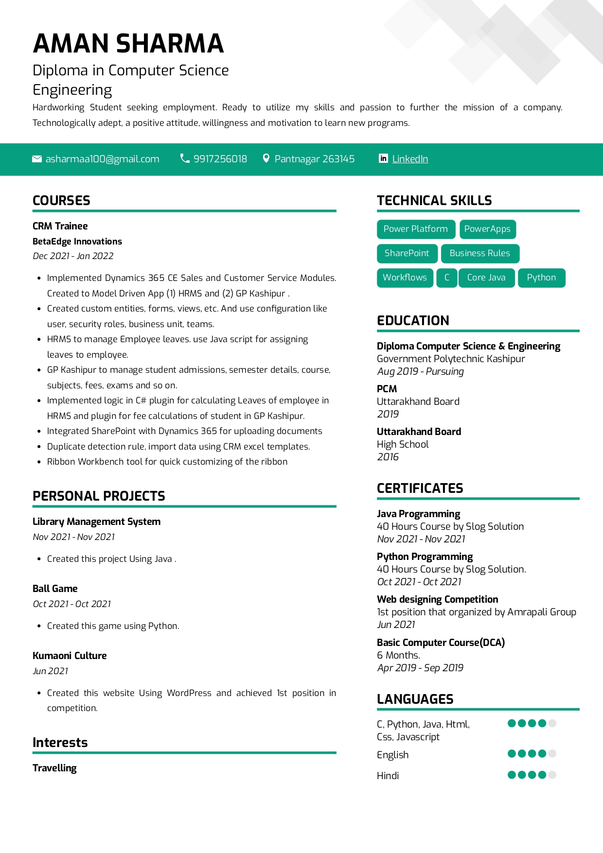 Sample Resume of a Computer Science Engineer | Free Resume Templates & Samples on Resumod.co