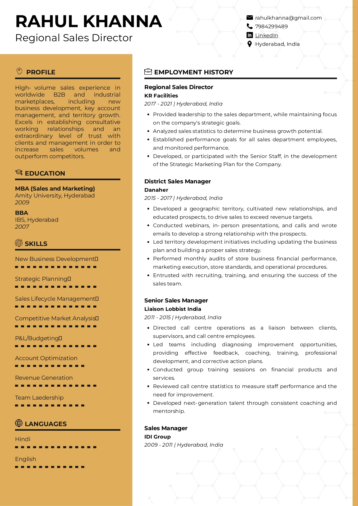 Sample Resume of Regional Sales Director | Free Resume Templates & Samples on Resumod.co