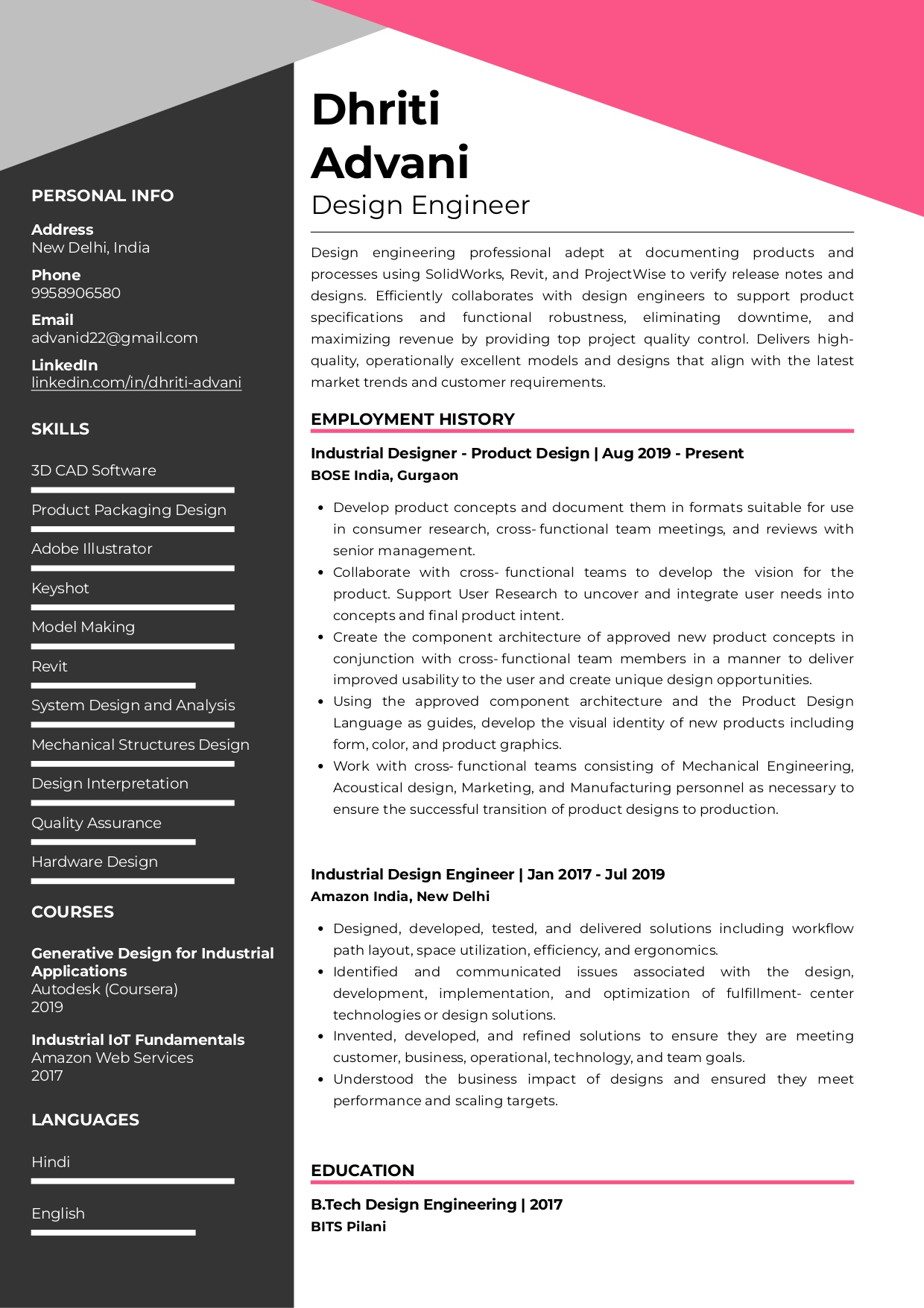 Resume of Design Engineer